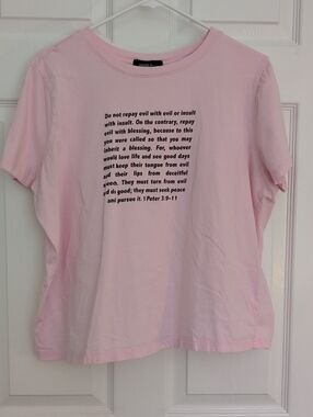 Forever 21 Pink Tee with Black Label Detail